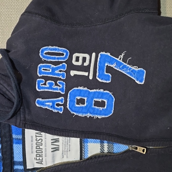Aeropostale Classic Zip up Black Hooded Sweat Jacket Men's Size Medium - Picture 4 of 16